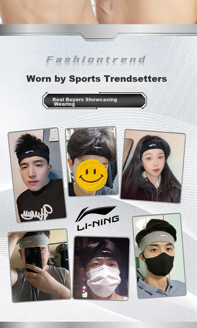 Li-Ning Sweatband Sports Headband for Men And Women, Sweat-Absorbing And Sweat-Directing Headband, Basketball Headband, Hair Tie, Running Headband, 2 Pieces with Forehead Band 3