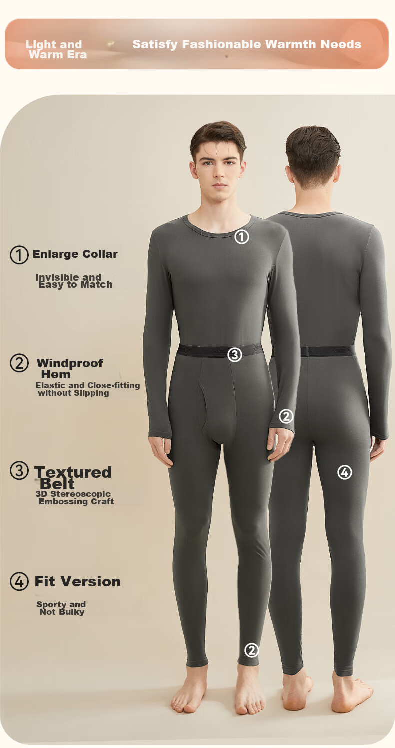 MiiOW 2025 New Thermal Underwear for Men, Coconut Oil Moisturizing, 7A Antibacterial, Heat-Generating, Lightweight, Autumn Undershirt And Pants Set 13