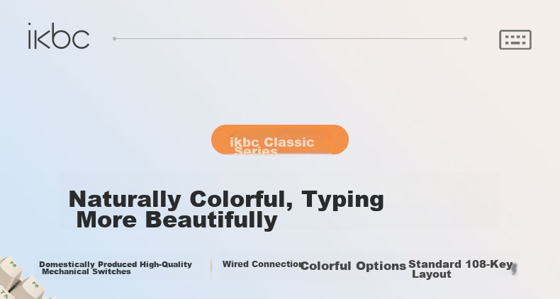 Ikbc Z108 Mechanical Keyboard, Wired Mechanical Keyboard with 108 Keys, Gaming Keyboard for Office Typing, Good Hand Feel Computer Keyboard Peripherals, Dark Blue And Berry Brown Switches, Wired 1