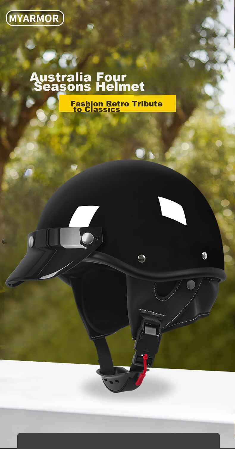 MYARMOR Motorcycle Helmet, New National Standard, Electric Vehicle 3C Certified, Retro Half Helmet, Unisex for All Seasons, Personalized Motorcycle Safety Helmet, M(57-58), Khaki White 1