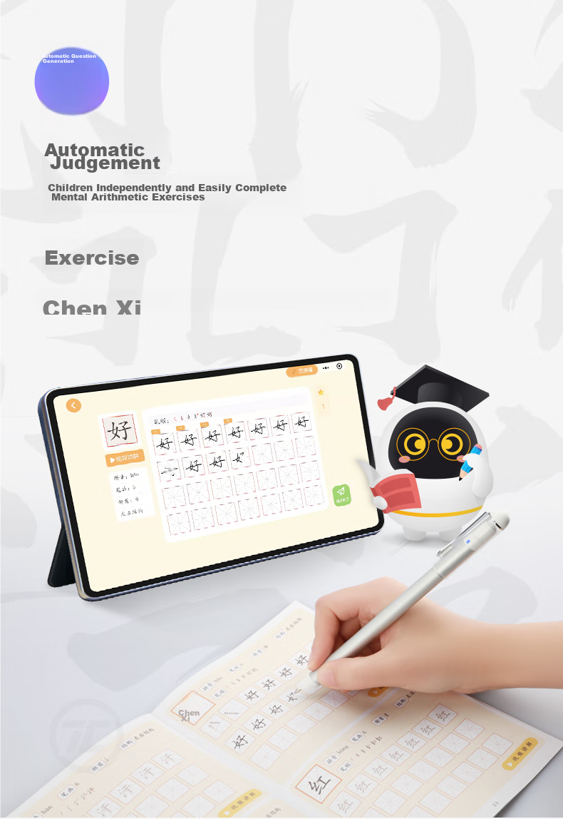 Aerfadan AI Handwriting Practice Pen W20 for Elementary School Students And Children's Pen Control Training, Paper-Screen Synchronized Practice, Comes with AI Handwriting Copybook, One-On Real-Time Guidance, Intelligent Handwriting Practice 5