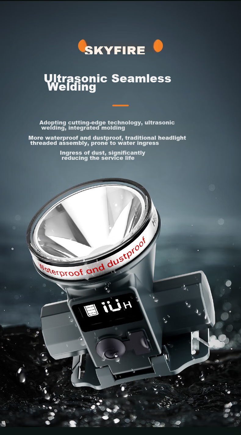 SkyFire Headlamp with High Brightness, Long Battery Life, Lithium Battery Rechargeable, Head-Mounted Military-Grade Ultra-Bright Long-Range Waterproof Mining Lamp Fishing Flashlight 11