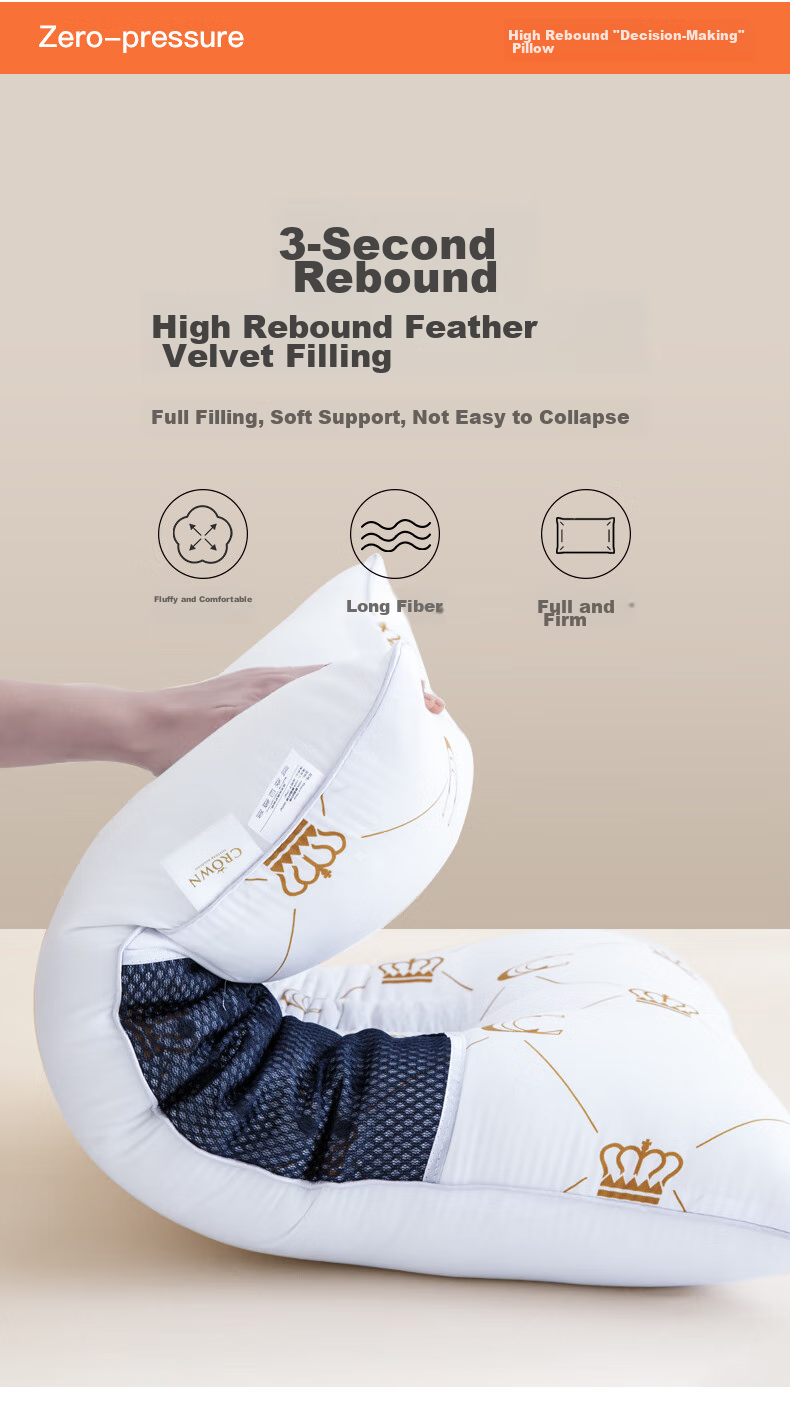 CROWN Cassia Seed Pillow for Neck Support, Deep Sleep Pillow for Women And Men, Summer Hotel Pillow Core, Adult Size, One Pair 5