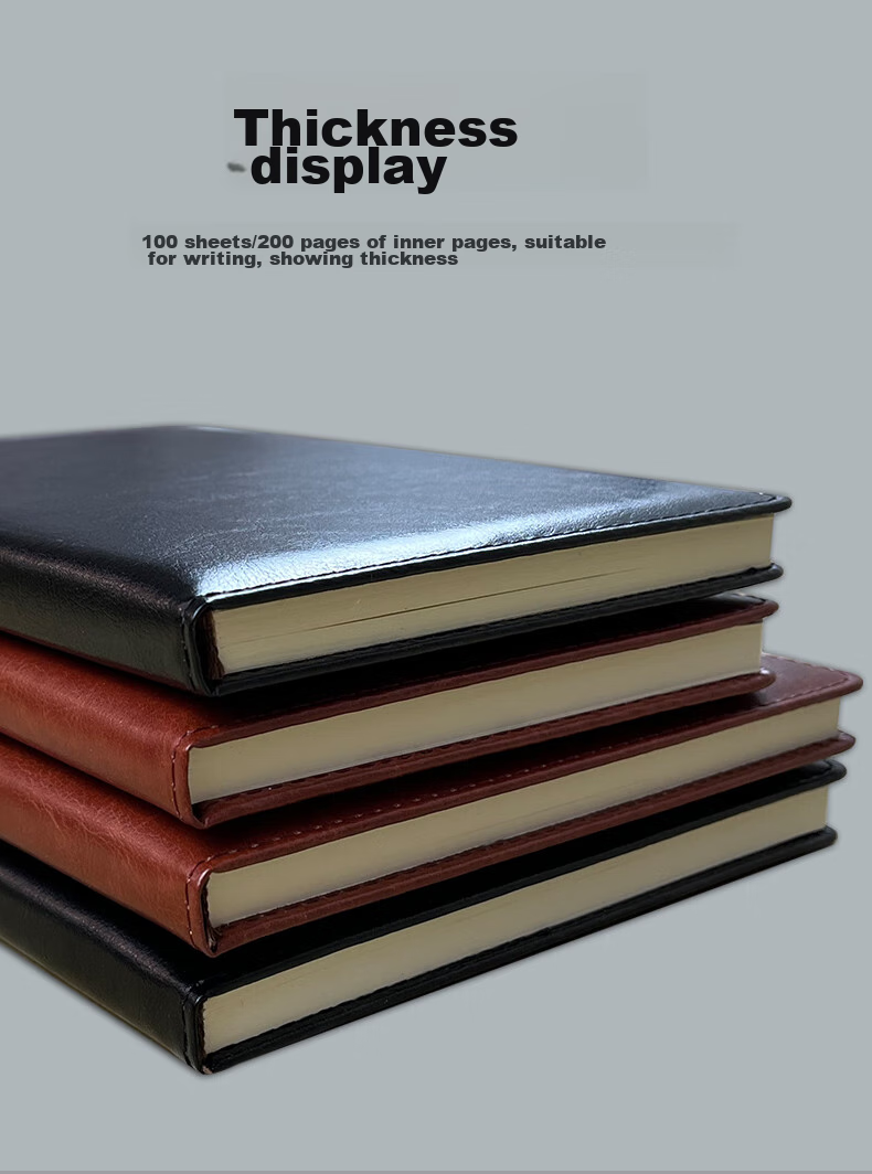 Bailiwen H10518 Black 18K Business Notebook, High-Quality Office Journal, Thickened Premium Diary, 200 Pages, Faux Leather Cover Work Notebook 3