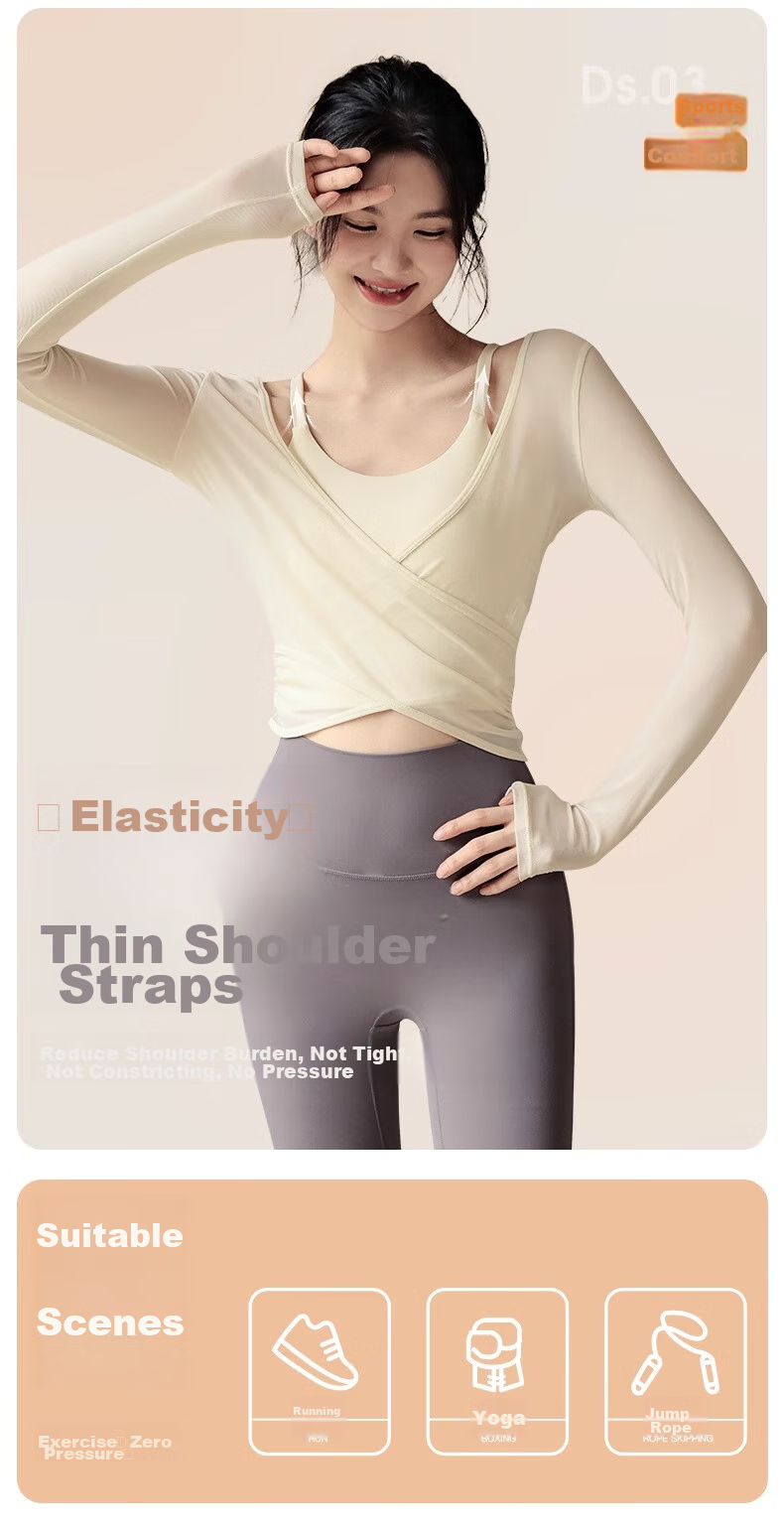 ACKDCS Yoga Outfit Pilates Top for Women, Autumn Running Sports Fashion Mesh Fitness Set, High-End Two-Piece Suit 7