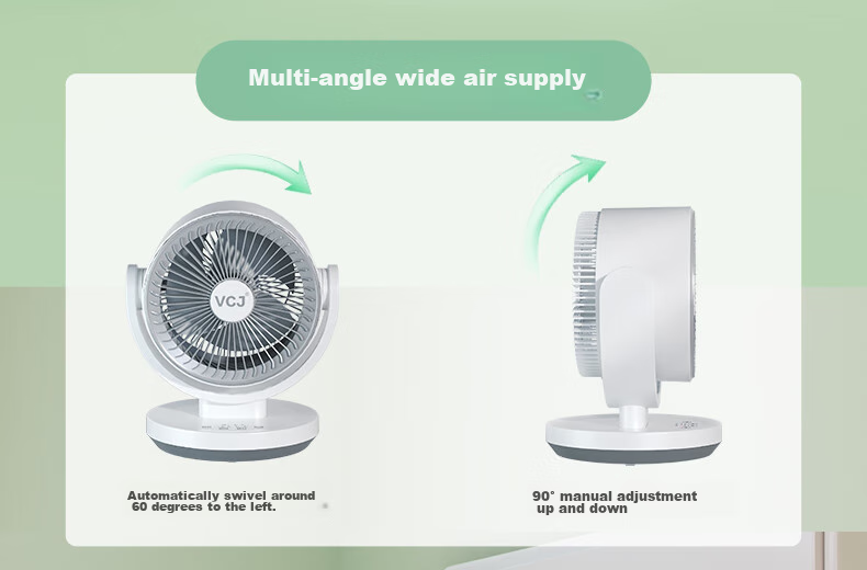 VCJ [German Brand] Air Circulation Fan, Electric Fan for Home Use, Desktop Fan, Energy-Saving, Quiet Operation, Mechanical Knob, Oscillating Head, 3m Cord, DQ212R 8