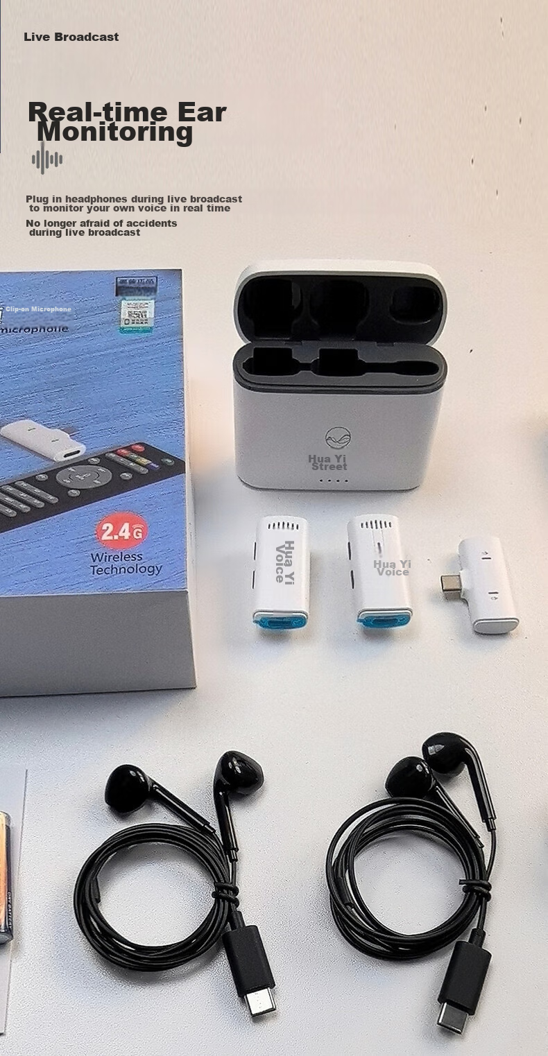 Huayizhi Sheng G10 Wireless Lavalier Microphone with Sound Card Kit, Dual-Channel with Sound Card, Portable Phone Live Streaming Sound Card, Karaoke Outdoor Recording Bluetooth Noise-Cancelling Microphone for Short Videos And Vlog Live Streaming 3