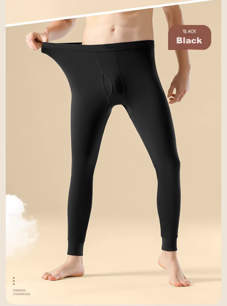 LangSha 2 Pairs of Men's Autumn Long Johns, 100% Pure Cotton Antibacterial Thermal Underwear for Men, Warm Pants, Thin Thermal Underwear Set for Autum 18
