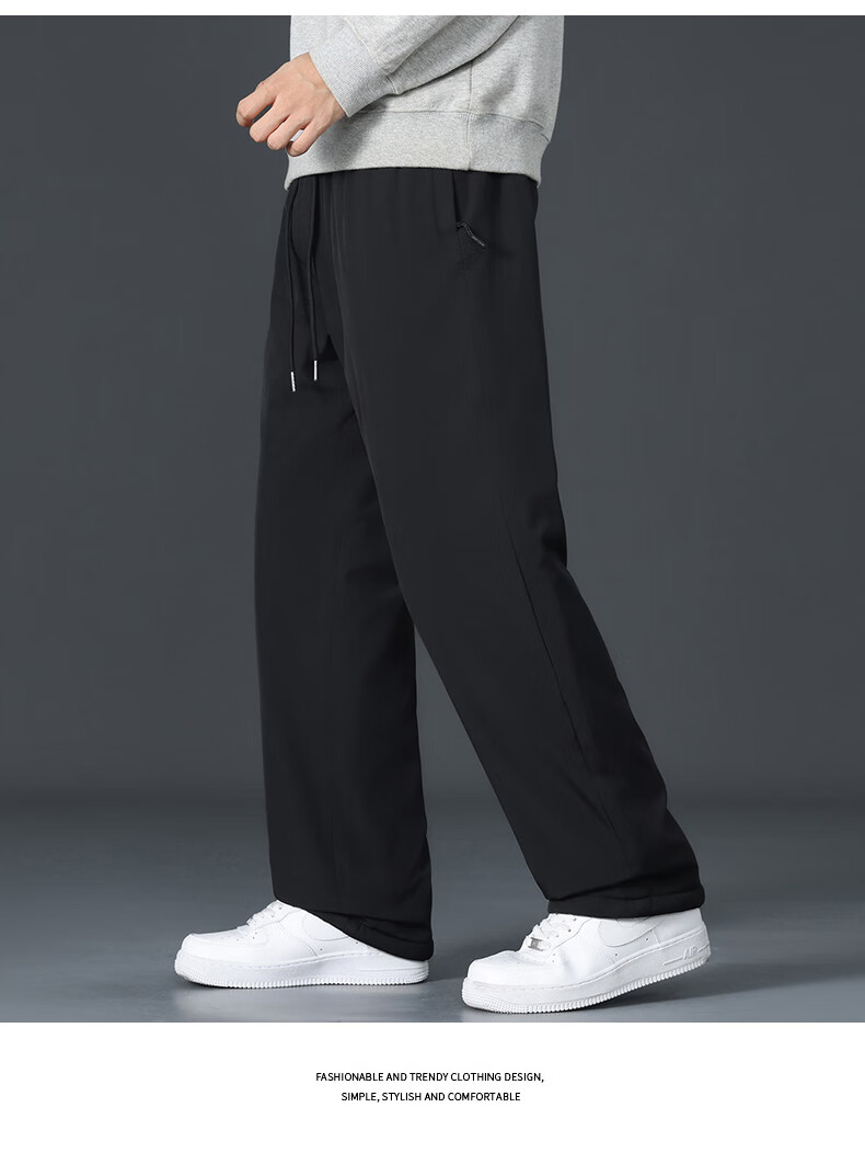 CLOR Lambswool Pants for Men, Autumn And Winter Fleece-Lined Thick Warm Casual Sports Straight-Leg Trousers CL45JR Black 4XL 15