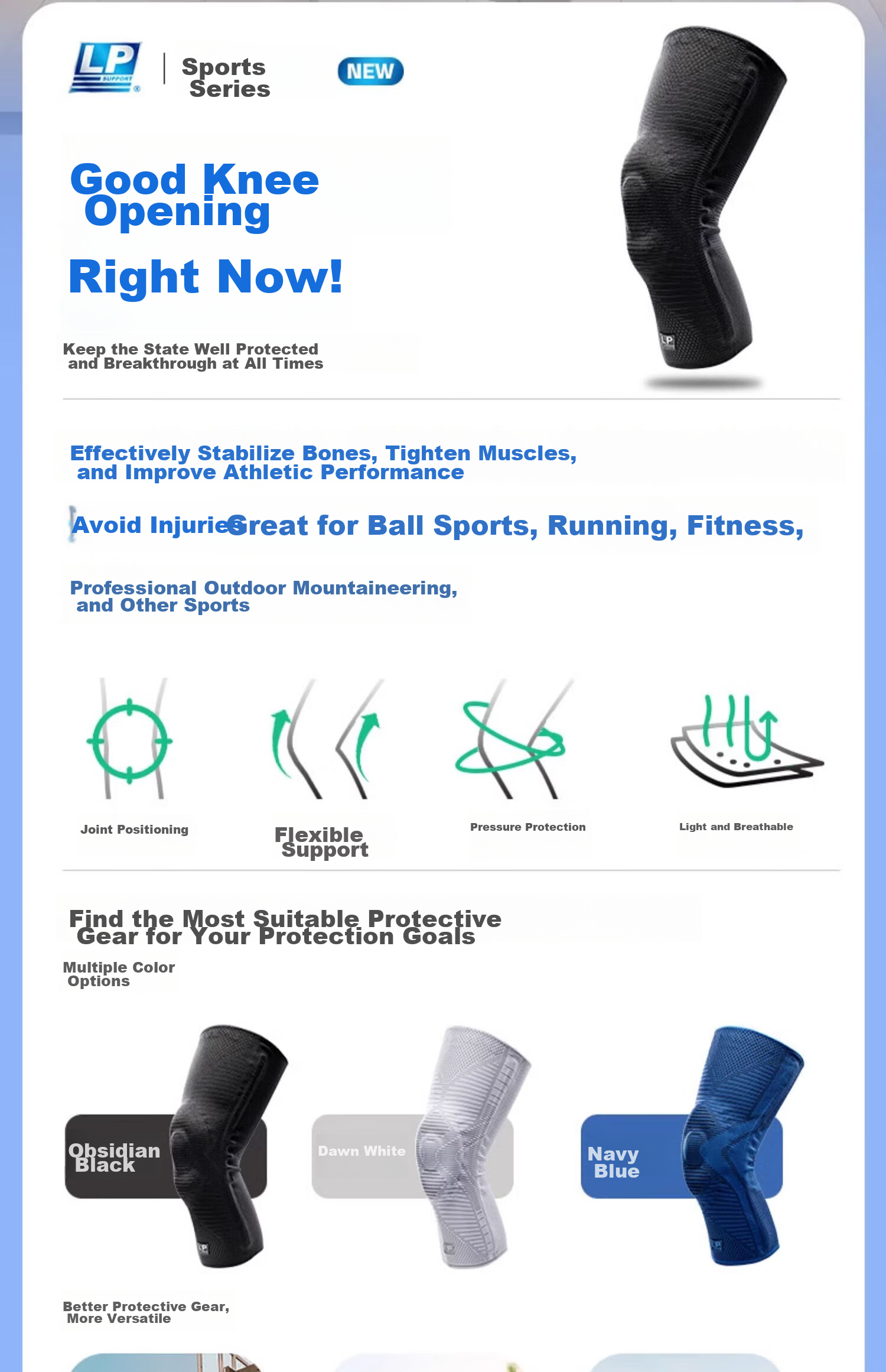 LP Knee Brace for Sports, Basketball-Specific Meniscus Patella Running Equipment, Professional Knee Support for Men And Women, Badminton And Hiking Gear 3