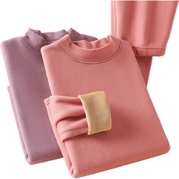 LangSha Women's Thermal Underwear Set for Fall And Winter, Fleece-Lined Thickened Semi-Turtleneck Warm Base Layer Top And Bottom for Middle-Aged And Elderly Wome