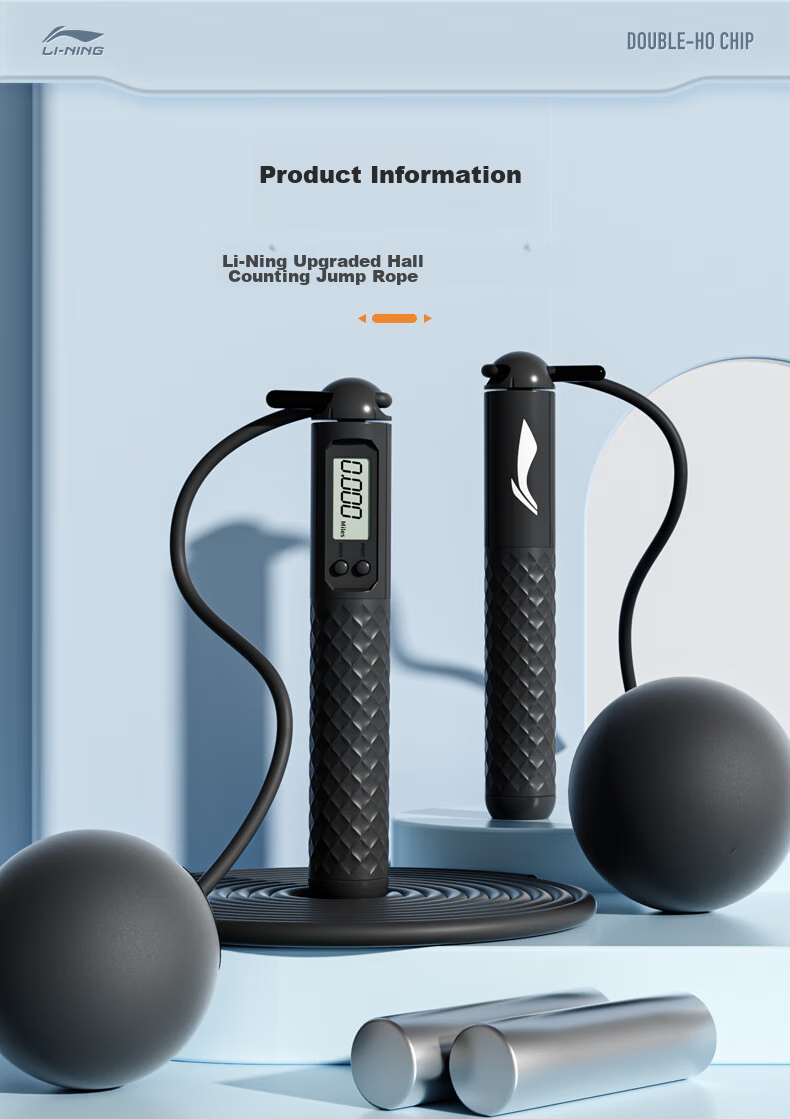 Li-Ning Jump Rope, Cordless Adult Counting Wireless Weighted Fat-Burning Steel Wire Rope for Primary And Secondary School Students, Children, Middle School Entrance Exam Preparation And Fat-Burning Special Use 12