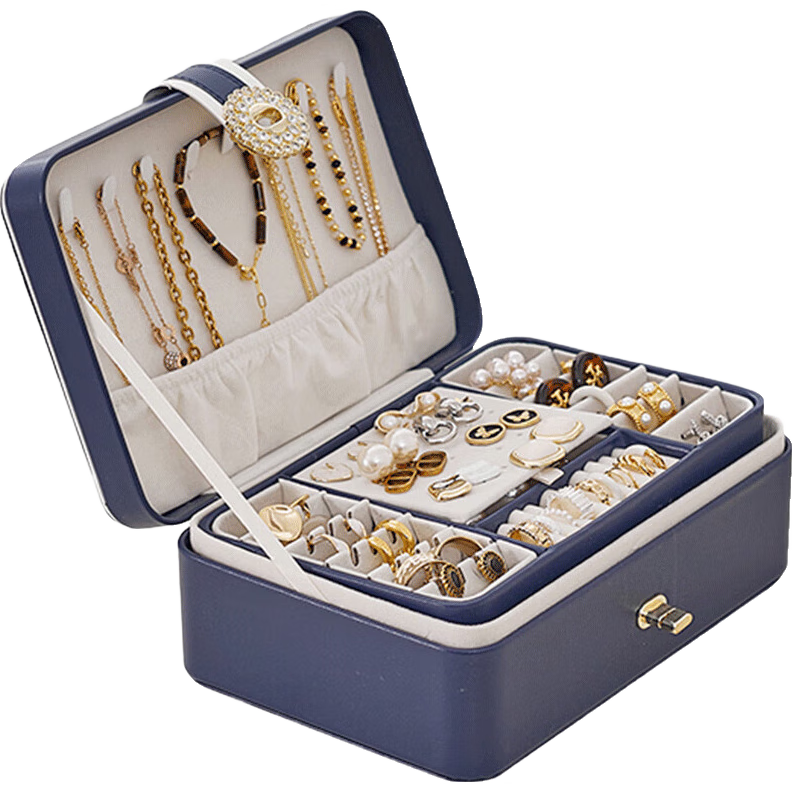 EACHY Jewelry Box Storage Box, Wedding Birthday Gift, Exquisite Large Capacity Necklace Bracelet Storage Display Stand, Blue