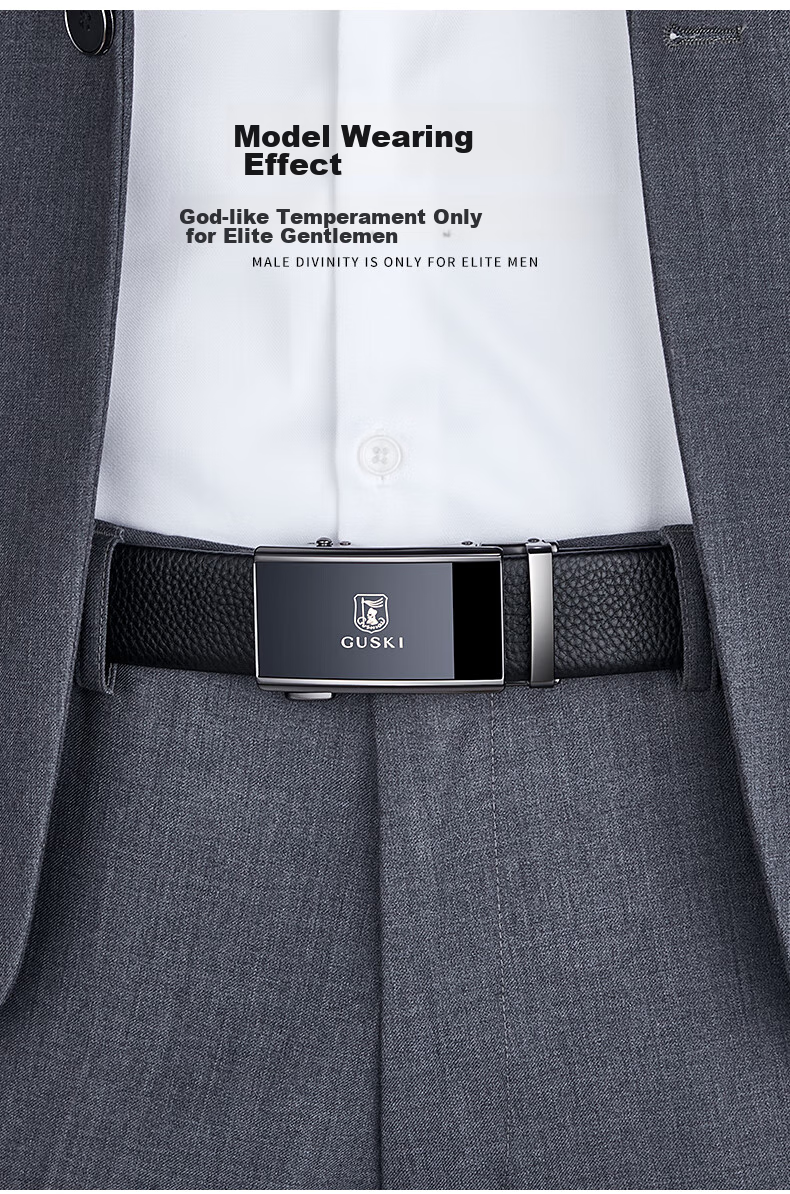 GUSKI Brand Men's Leather Belt with Automatic Buckle, Practical Gift Box, Birthday Present for Boyfriend Or Husband 5