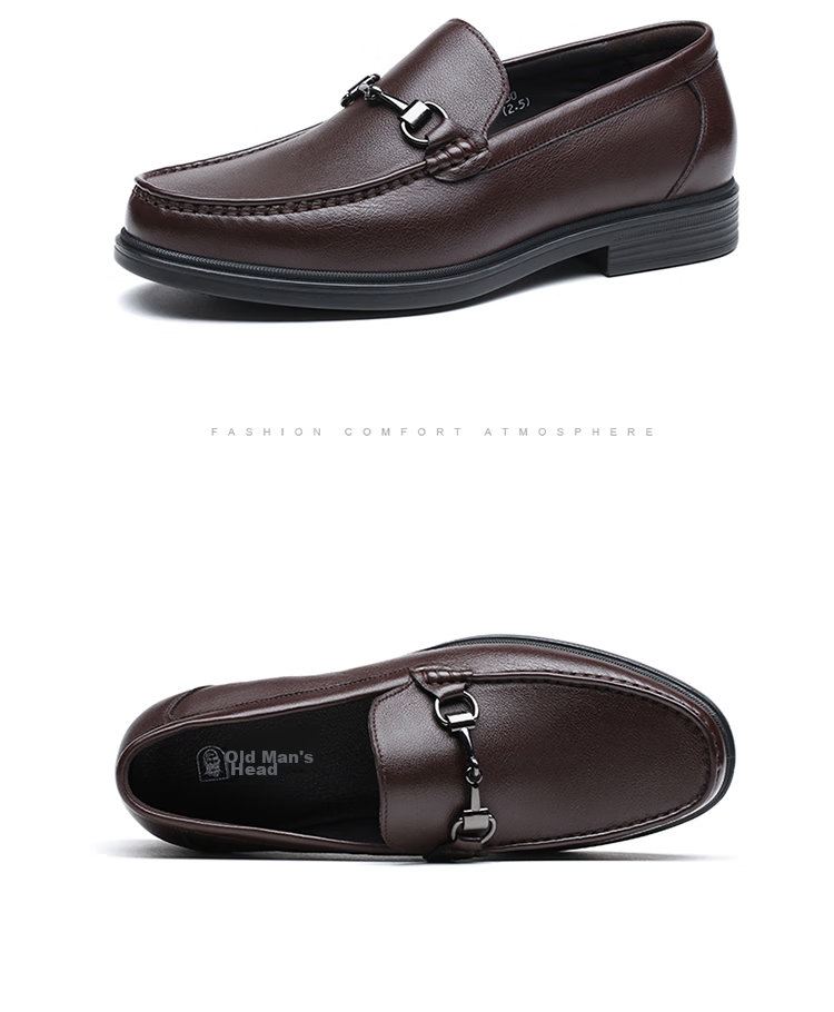 LAORENTOU Men's Leather Shoes, Business Casual Cowhide Slip-On Loafers, Soft Upper Driving Shoes, 83037 Black Size 42 19