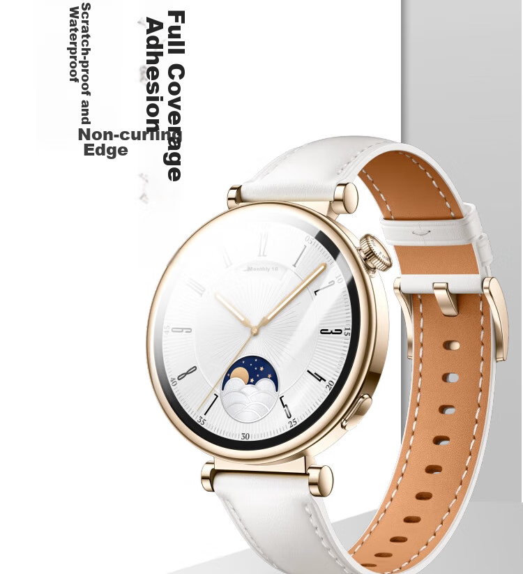 ESCASE [Three-Piece Deluxe Set], Huawei Watch GT4/GT5 Tempered Glass Screen Protector, Full Coverage, HD Clear, Shatterproof, Fingerprint-Resistant Protective Film for 41mm Watch Face 6