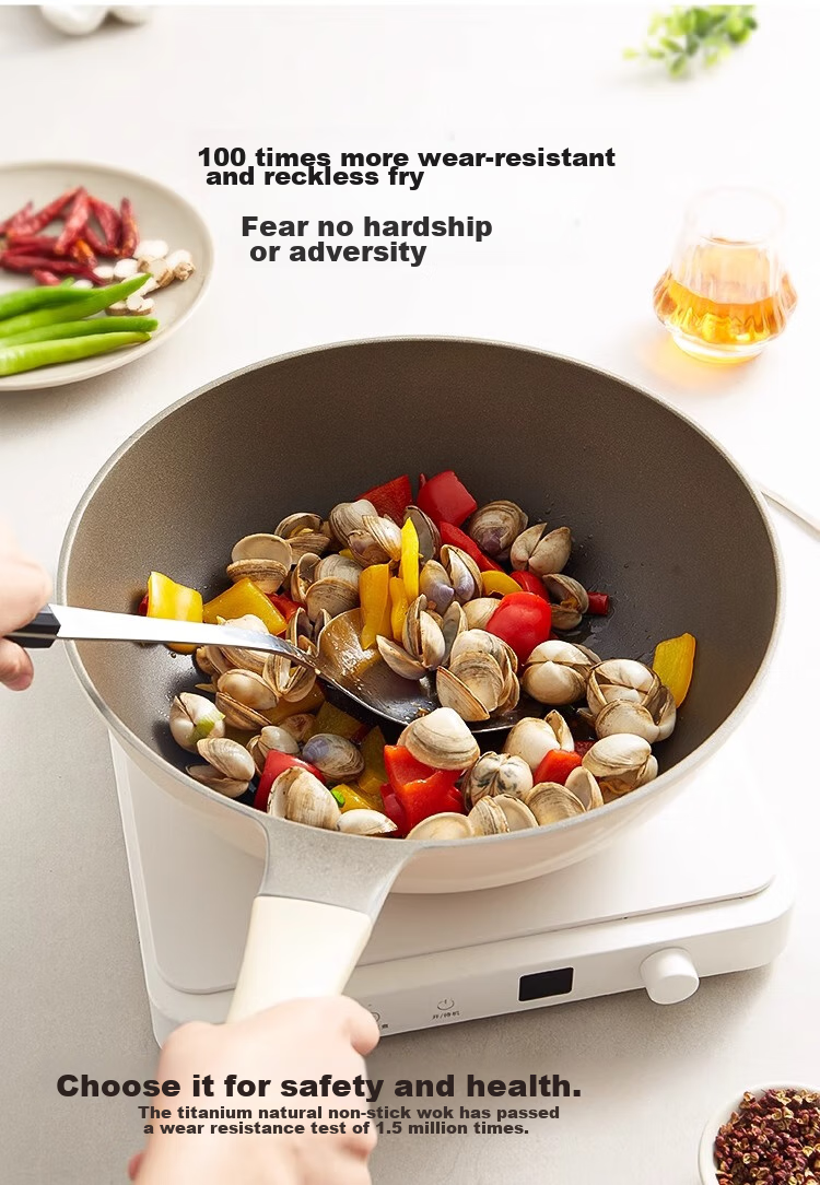 REDCHEF Titanium Ceramic Wok Non-Stick Pan for Home Cooking, Lightweight Titanium Pan 30cm Compatible with Induction And Gas Stoves 18