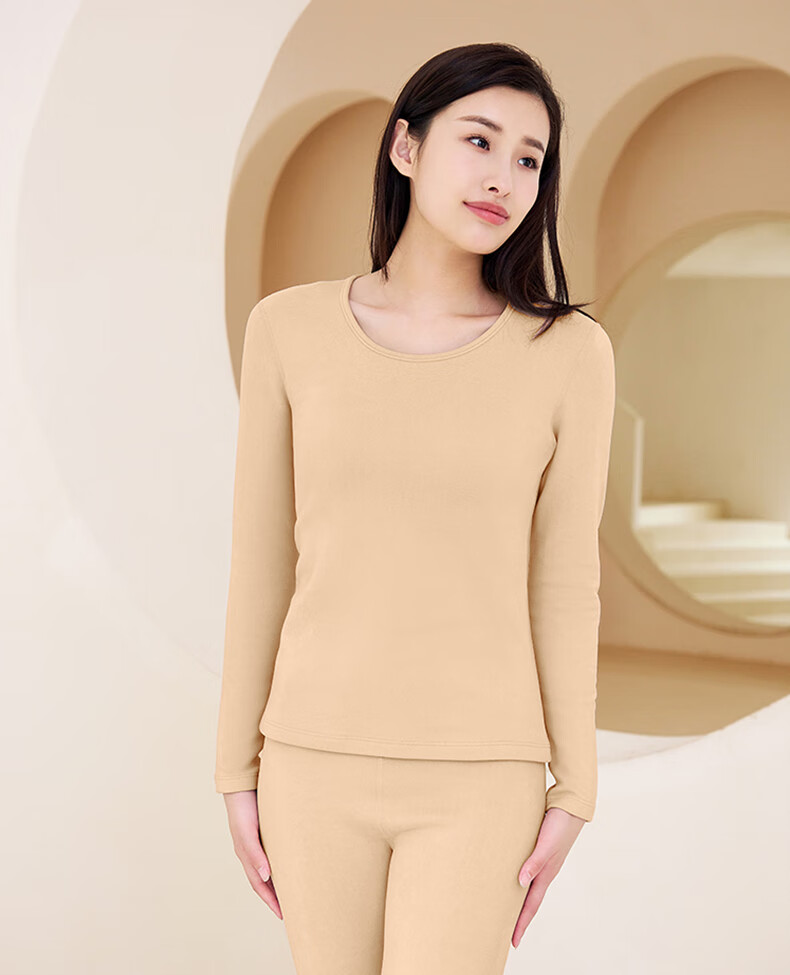 Yiershuang [Anti-Mite And Odor-Resistant] Autumn And Winter Cashmere Silk Thermal Underwear Set, 5A Antibacterial Ladies' Fleece-Lined Autumn Top And Pants 4