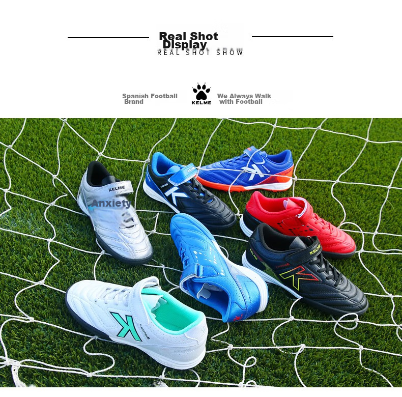 KELME Soccer Shoes, Youth TF Turf Cleats, Competition Student Non-Slip Wear-Resistant Football Boots for Men, Royal Blue/orange, Size 36 11