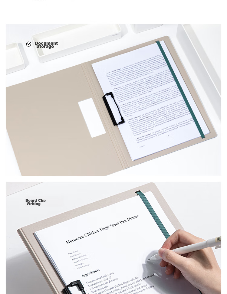 Deli Clipboard, A4 Landscape Size, Strap Fixed, Can Hold 70 Sheets, PP Material, Thickened Writing Pad, for Office Meetings And Exams, Document File Storage Folder, Blue 3