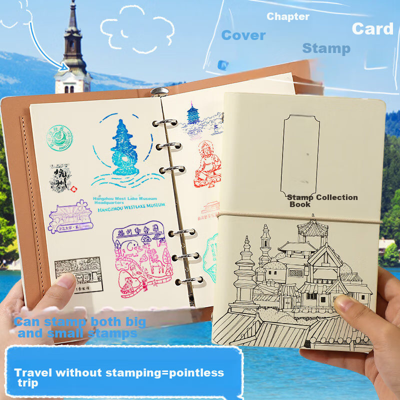Jiaranheng Travel Stamp Collection Notebook, Blank Pages A6, Stamp Collection Book, Loose-Leaf Notebook, Beijing Palace Museum Tourist Spot Journal, Souvenir, Dark White Color