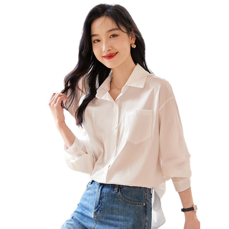 Chushen Spring Autumn Long Sleeve Women's Pure Cotton White Shirt Loose Fit Professional Commuter S13JC2740