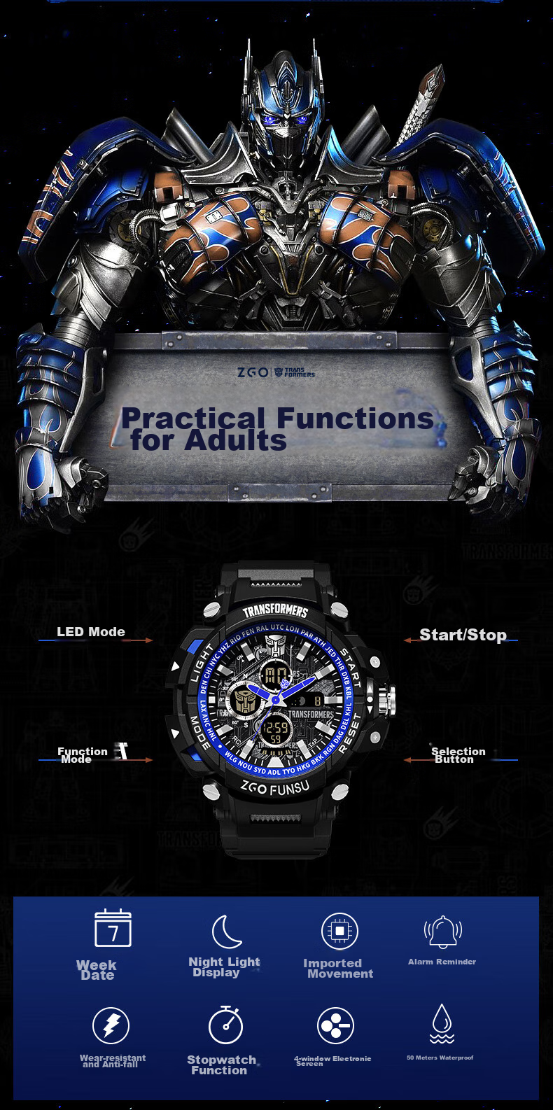 ZGO Sports Outdoor Multifunctional Digital Watch, Military Tactical Specialized Watch for Enlisted Soldiers, Mechanical Watch for Middle And High School Students, Men's Style 4