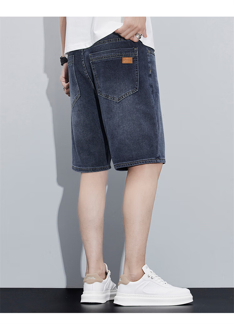 JEEP SPIRIT Men's Denim Shorts, Summer Trendy Casual Pants, Straight-Leg Five-Point Shorts for Men, Blue, Size 32 7