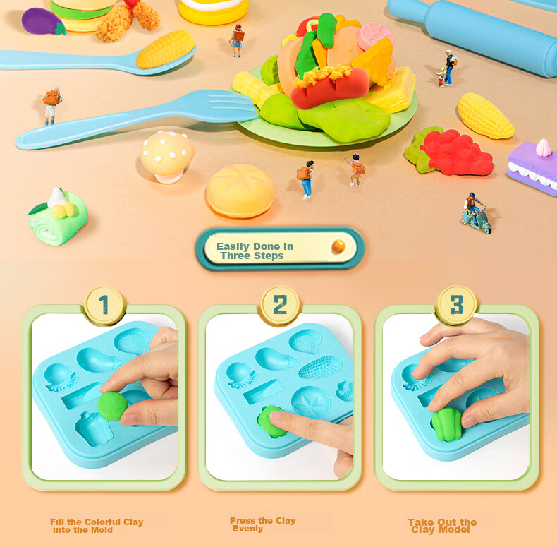 Deli Clay Machine, Burger Maker, Non-Clay Playdough for Children, Boys And Girls, Colorful Clay, Non-Toxic Toy for Kids, Birthday Gift 17