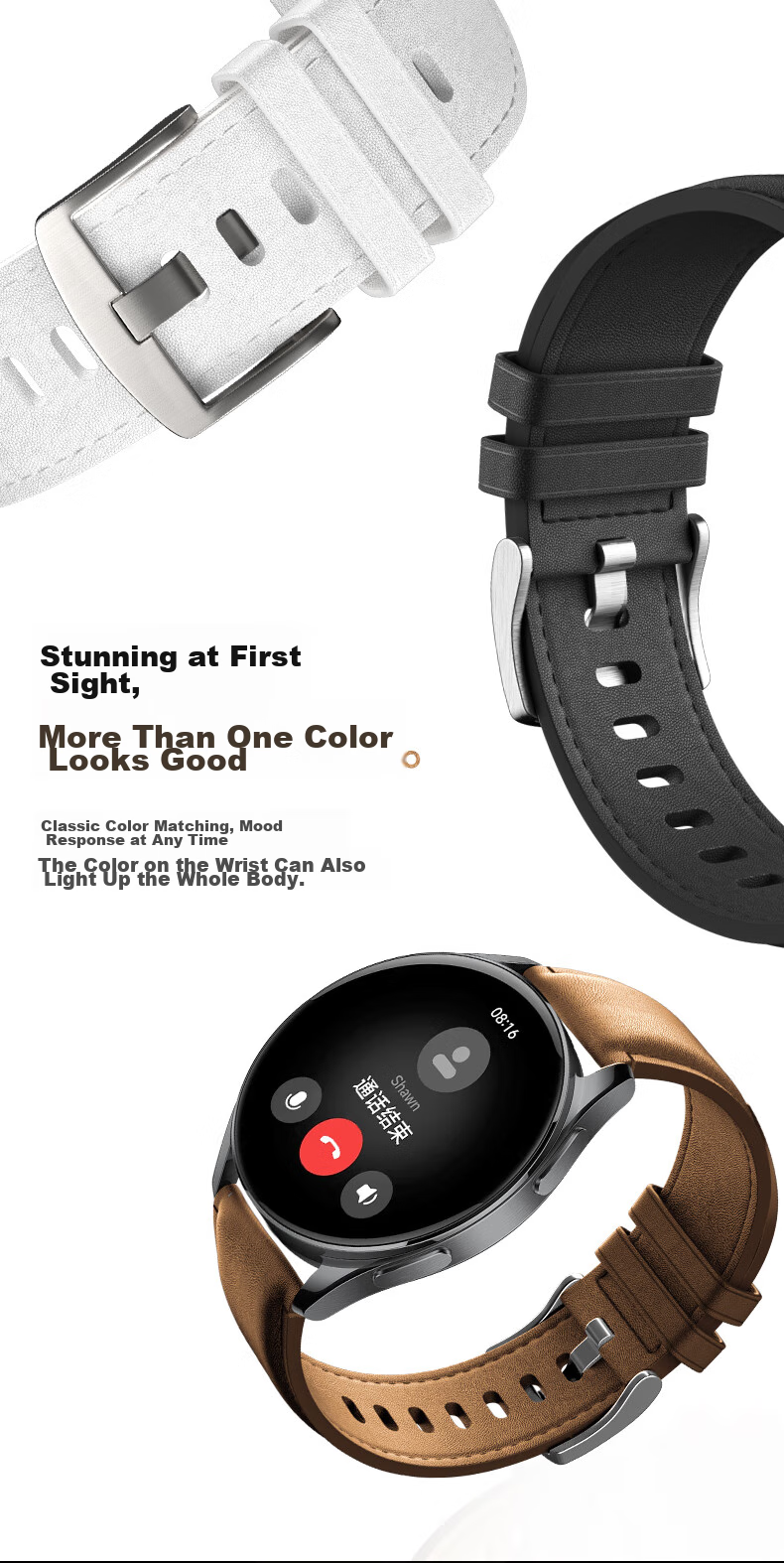 CangHua Genuine Leather Watch Strap Compatible with Xiaomi Watch 5/S5/S4/S4 Sport/S3/S2/S1/S1Pro/color2, Business Style Wristband, Black 6