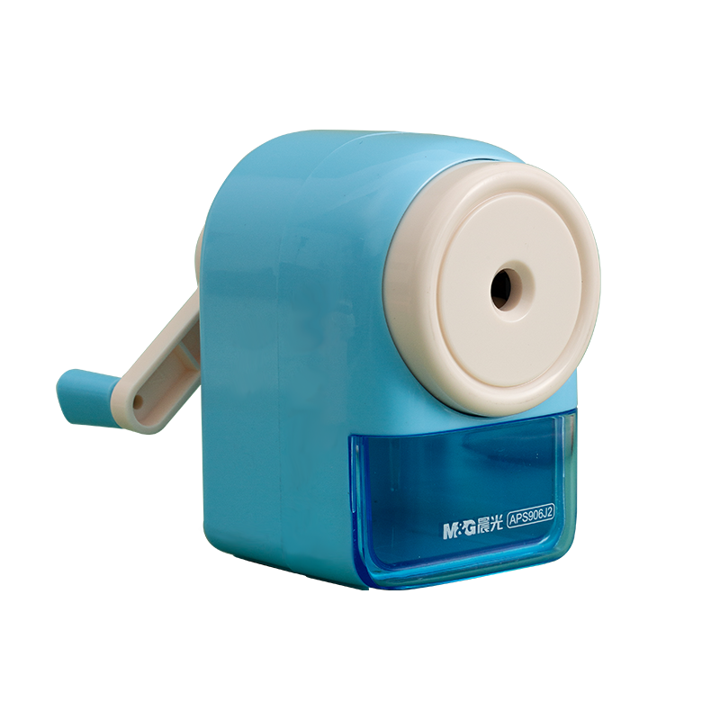 M&G Stationery Hand-Crank Pencil Sharpener, Automatic Lead Insertion, Elementary School Student Pencil Sharpener, Blue APS906M3
