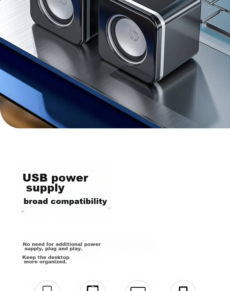 HP NS1pro Computer Speakers Mini Desktop Speakers Small Steel Cannon Multimedia Laptop Desktop Mobile Dual Interface Wired Home Subwoofer 16