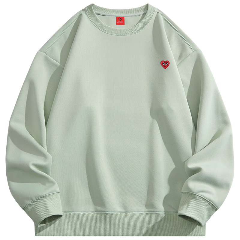 Chaersitaoxin [Bailu & Wang Churan Same Style] Sweatshirt for Men And Women, Couple Matching Round Neck Fleece-Lined Top, Light Green Fleece S