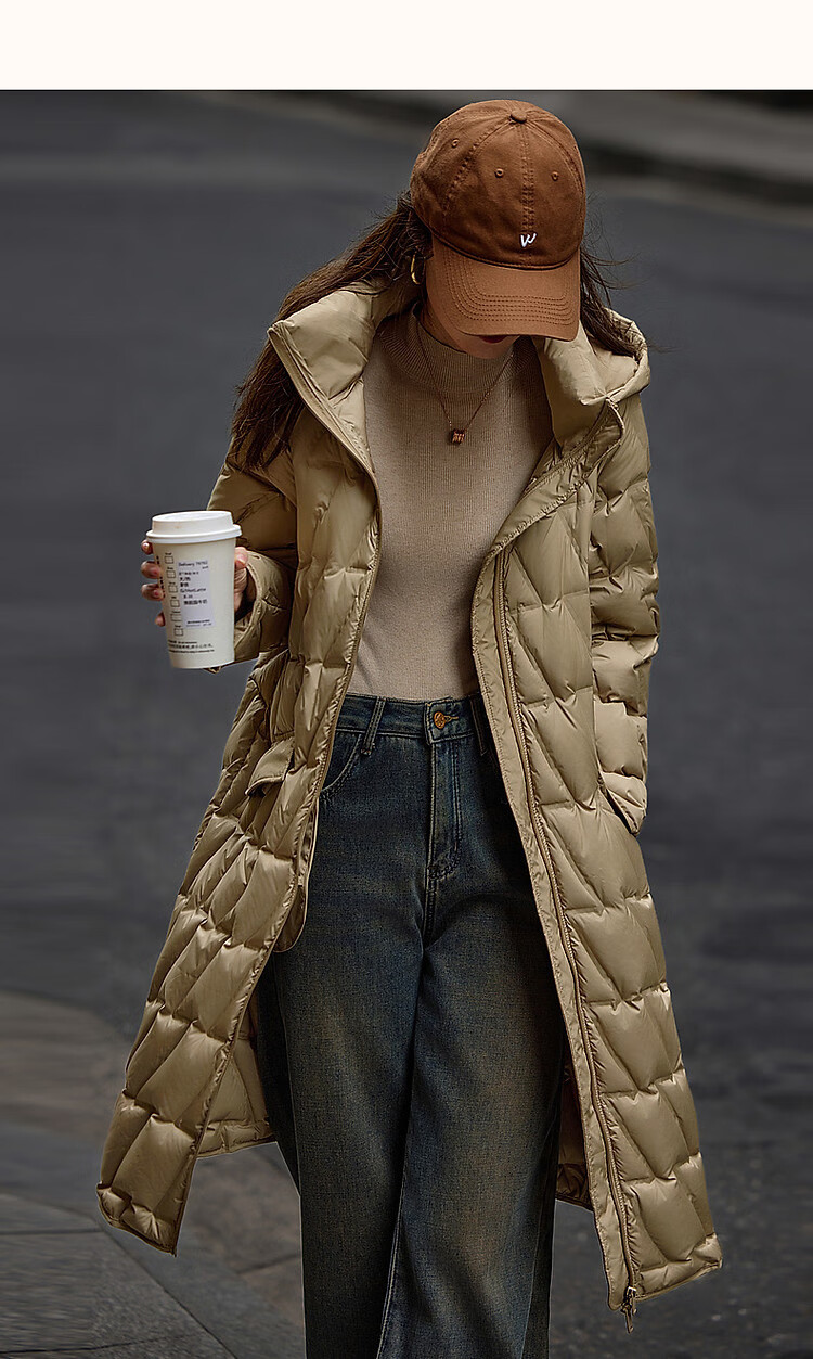 Dme [Yingfengsuixue] Winter 400T Spring Yafang Geometric Pressure-Laminated 90% Duck Down Hooded Warm down Jacket for Wome 15