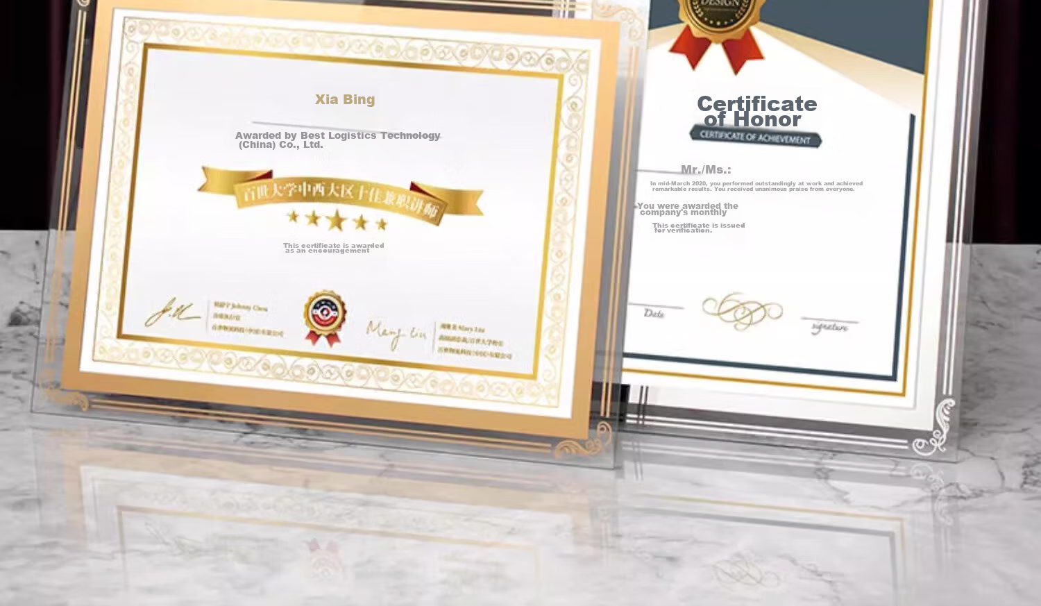 Weiji A4 Acrylic Crystal Honor Certificate Frame, Award Display Stand, High-End Customized Appointment Letter, Graduation Certificate Cover, Customized Collection, Donation, Award, Outstanding Employee, 1701 2