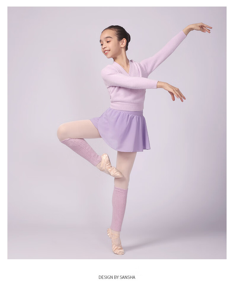 Sansha Children's Dance Warm-Up Top for Girls, Knitted Practice Ballet Dance Costume KT4030, Pink, S-M 8