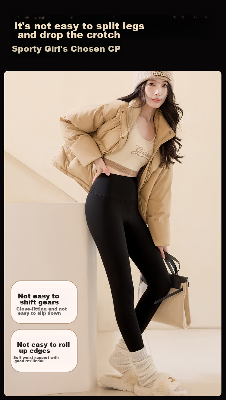 LangSha Lamb Fleece Shark Pants for Women, Outer Wear, Autumn And Winter, Thickened And Fleece-Lined, New Style Leggings, High-Waist, Warning Yoga Shark Pants 10