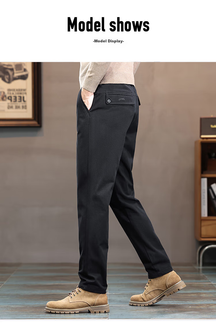 JEEP Casual Pants for Men, Fashionable Loose Straight-Leg Trousers, Trendy Versatile Easy-To Men's Pants 2225 Black 30 6