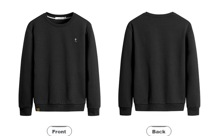 DANCING WOLVES [Xinjiang Long-Staple Cotton] Versatile Round Neck Top for Autumn And Winter, Skin-Friendly Breathable Men's Sweatshirt, 001 Black, Size 170 12