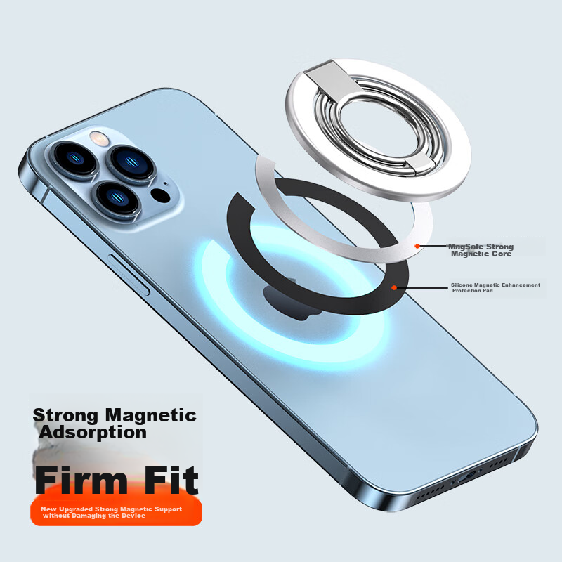 ESCASE Magnetic Ring Holder, Compatible with Apple IPhone 13 Pro Max And Android Phones, IPad Stand for Desktop, MagSafe Metal Alloy Ring, Free Rotation Open/closed Lucky White [With Magnetic Ring]