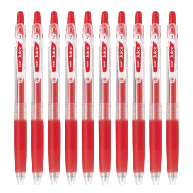 PILOT JUICE Gel Pen, Neutral Pen, Signature Pen, Red Pen, 0.7mm Water-Based Pen, Stationery Set, Retractable Pen, Office Supplies, Exam Writing Pen, High-Quality Student Pen, Pack of 10