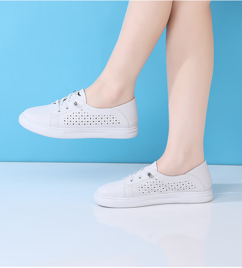RED DRAGONFLY Women's Casual Shoes, Hollow Breathable Lace-Up White Sneakers, Versatile Women's Skateboard Shoes C0TTN03591 7