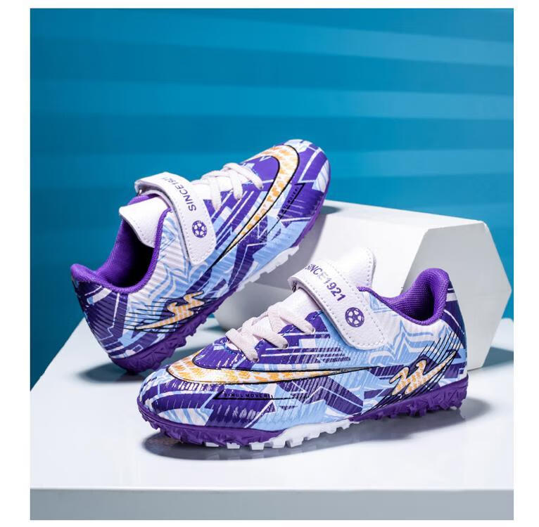 Shuangxing Children's Soccer Shoes, Youth Non-Slip Wear-Resistant Training Shoes for Boys And Girls, TF Turf Cleats, Lightweight All-Season Style for Artificial Turf 17