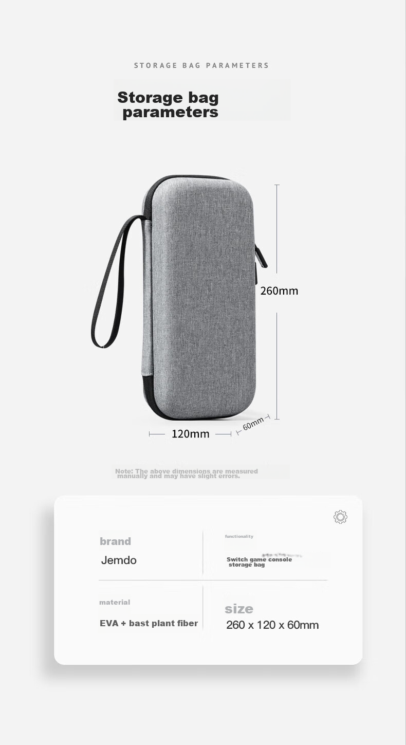 Jemdo Nintendo Switch Storage Case, Game Console Protective Box, NS/OLED Handheld Multi-Functional Portable Storage Case, Large Capacity Protective Bag, Storage Pouch, Gray 15