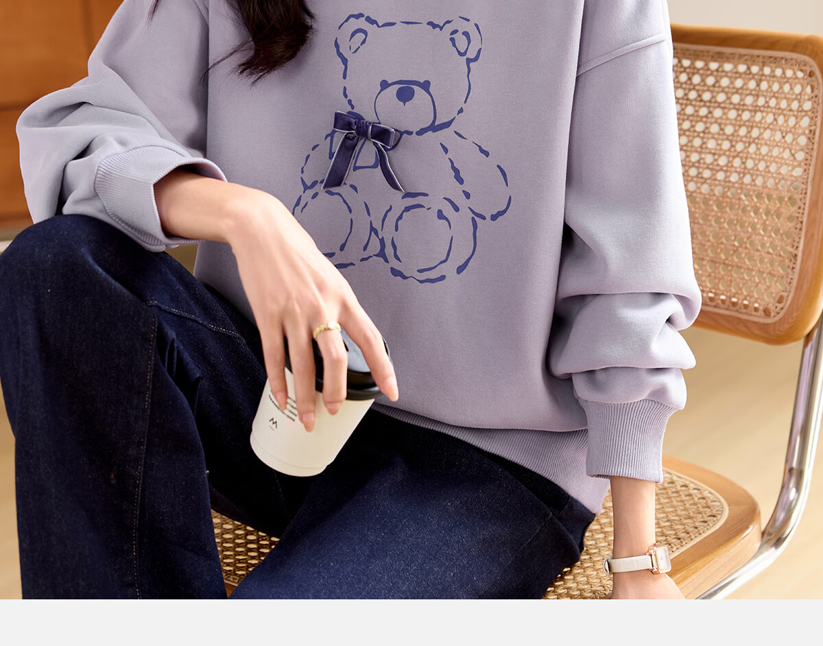 PinCai Relaxed Fit Sweatshirt for Women, Solid Color Round Neck Simple Loose Sweatshirt, Fashionable Casual Versatile Top P143W1031 6