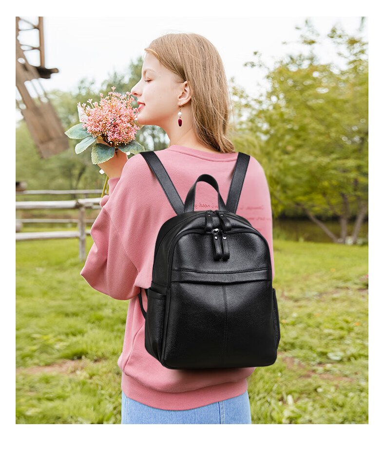 Viney Leather Backpack for Women, Large Capacity Lightweight Travel Bag, Stylish Student Schoolbag, Birthday Gift for Girlfriend 7