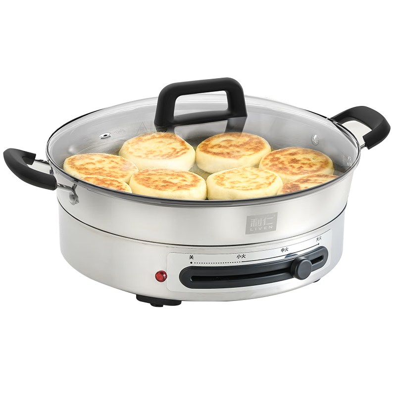 Liven Electric Griddle, Household Use Frying Pan, 304 Stainless Steel, No Coating, Electric Pancake Maker, 36cm Enlarged, 55mm Deepened, Sandwich Breakfast Machine, DJG-J3633