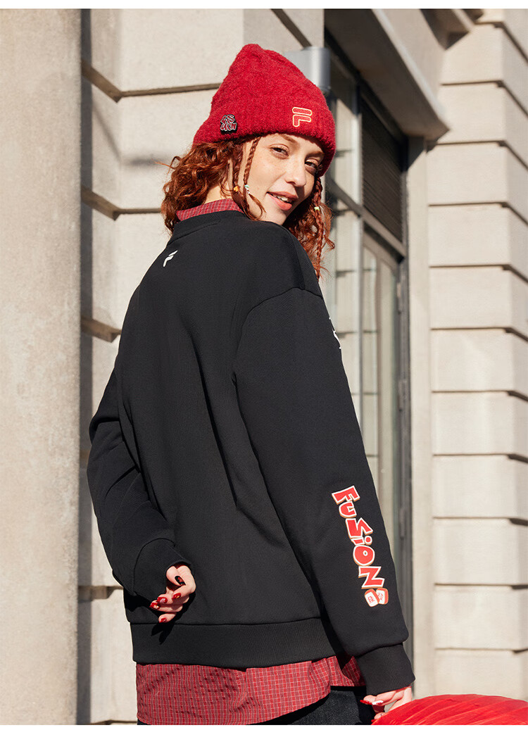 FILA FUSION FILA Trendy Couple's Pullover Hoodie, Autumn And Winter New Year Style, Fashionable Pure Cotton Knitted Top 19