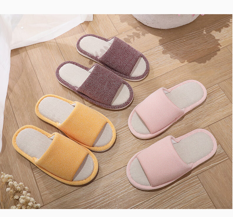 GUOLUOFEI Home Slippers for Men, Summer Indoor Cloth Linen Couple's All-Season Spring Autumn Floor Shoes, Yellow, Size 40-41 12