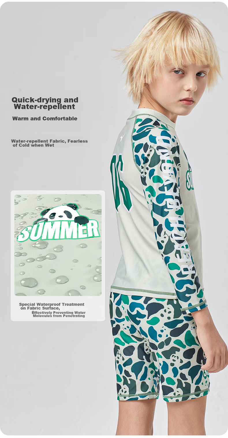 MIZUNO Children's Swimwear, Boys' Two-Piece Swimsuit, Knee-Length Surf Shorts Set, Hot Spring Equipment, G1406 Green, Size 150 5